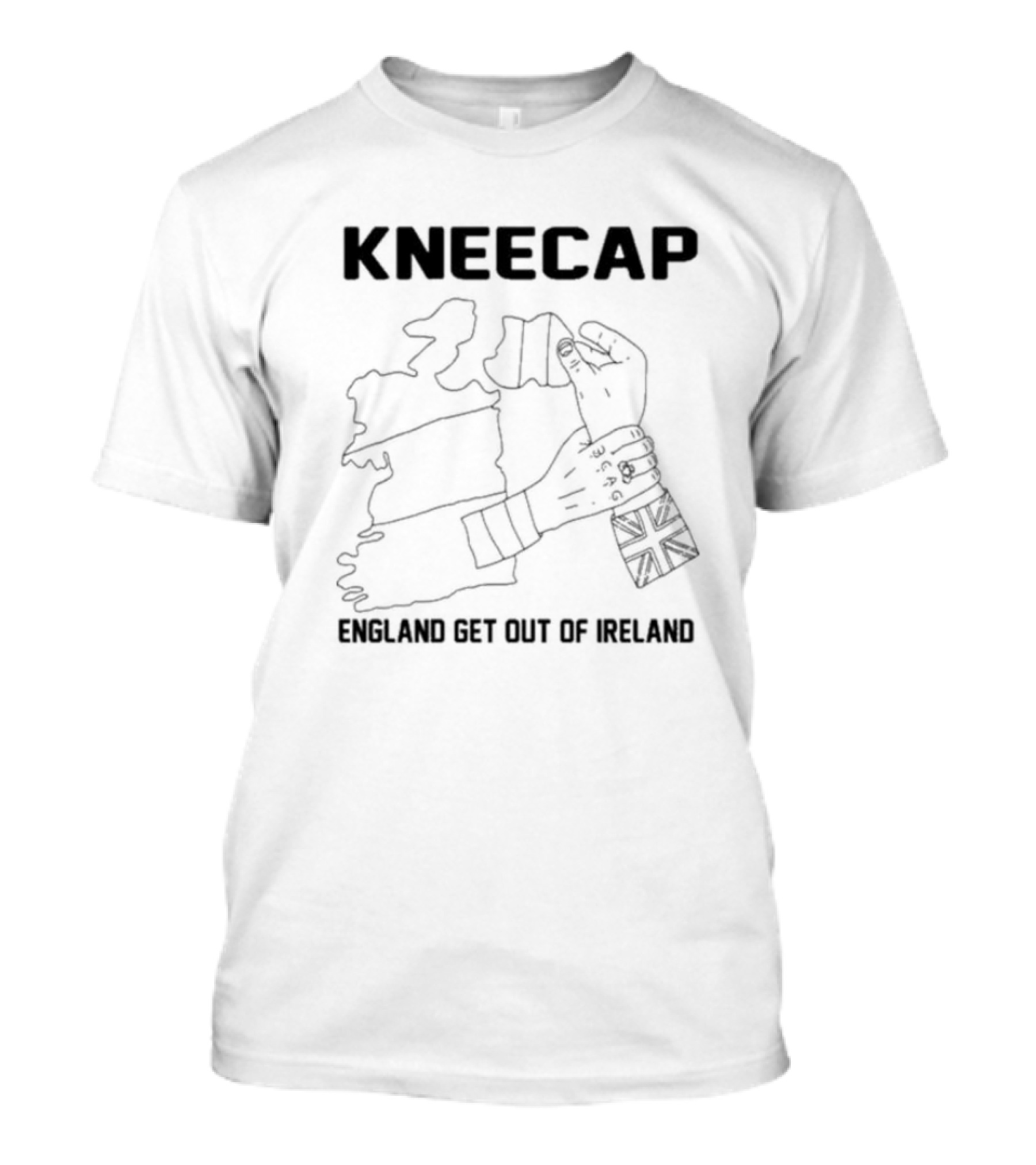 Kneecap England Get Out Of Ireland Map Hand Flag T-Shirt