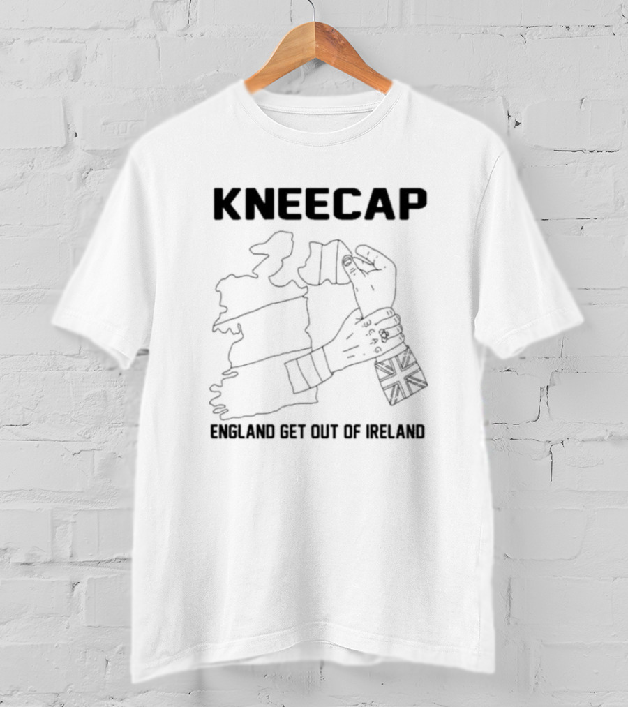 Kneecap England Get Out Of Ireland Map Hand Flag T-Shirt