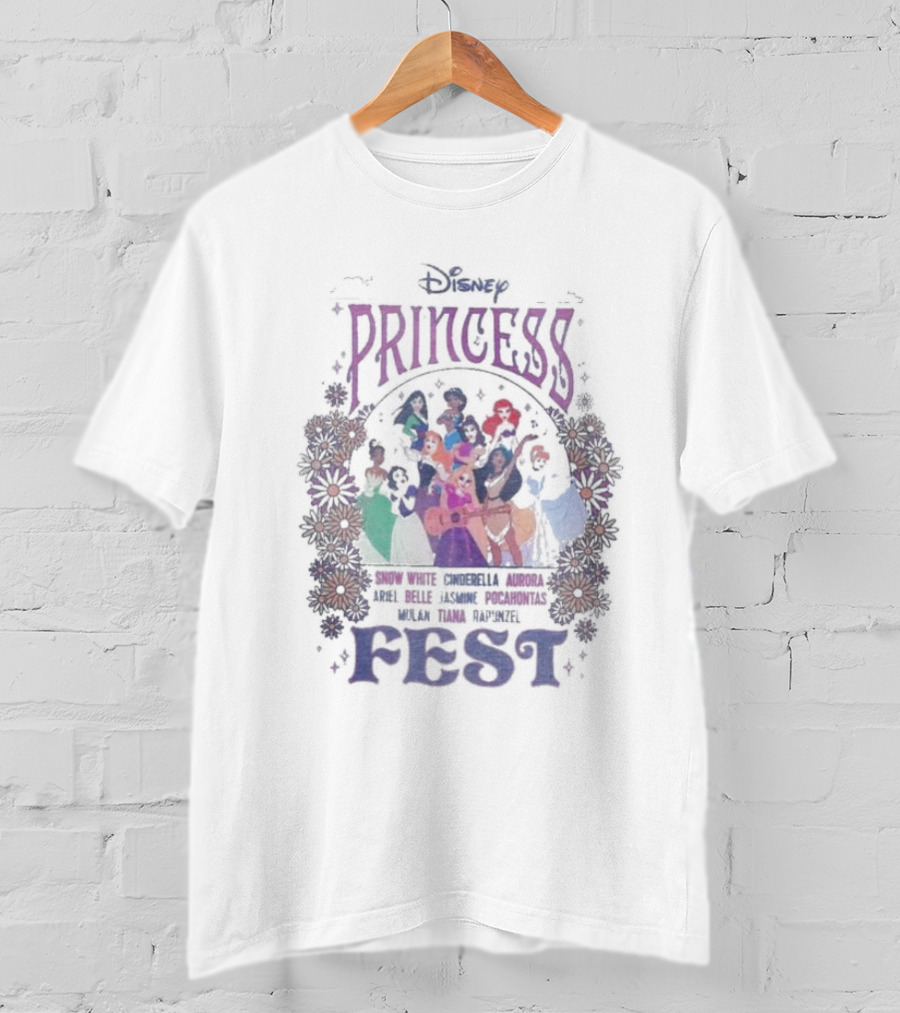 Disney Princess Fest Snow White Cinderella Aurora Ariel Belle Jasmine Pocahontas Mulan Tiana Rapunzel T-Shirt