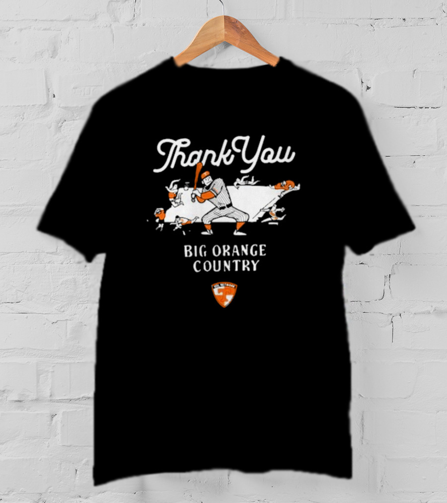 Thank You Big Orange Country Baseball Icon Map Player With Helmet And Bat T-Shirt