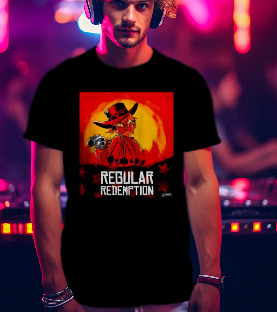 Regular Redemption Cartoon Cowboy Western Gunman T-Shirt