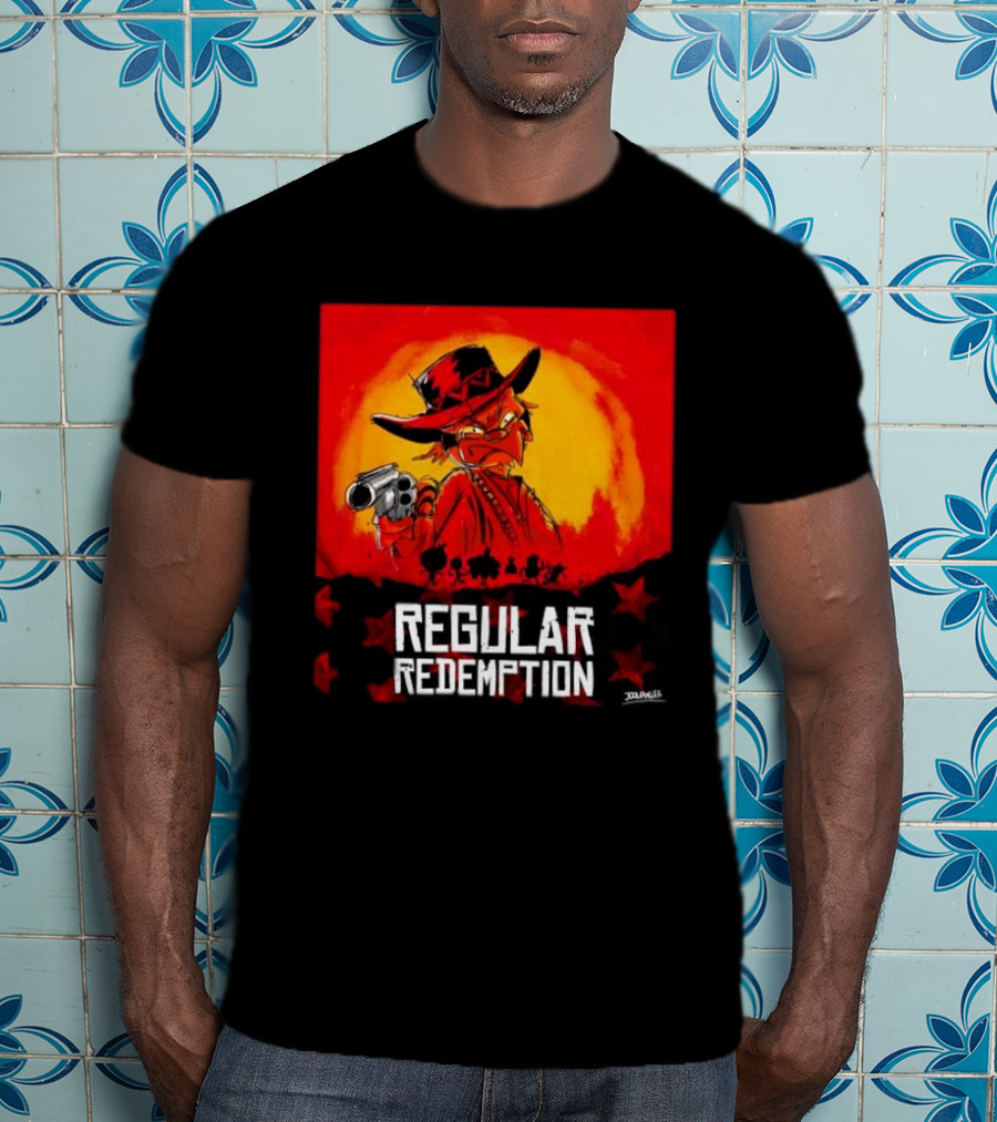 Regular Redemption Cartoon Cowboy Western Gunman T-Shirt