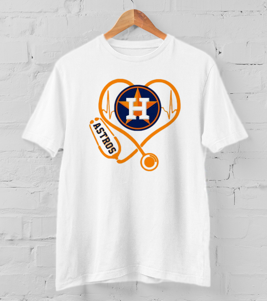 Heartbeat Nurse Love Houston Astros Stethoscope T-Shirt