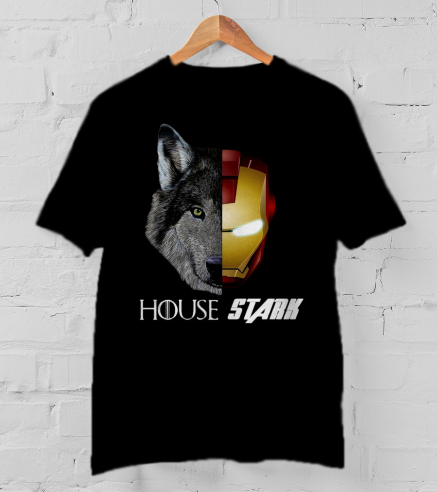 House Stark Iron Man Wolf Helm Stark T-Shirt