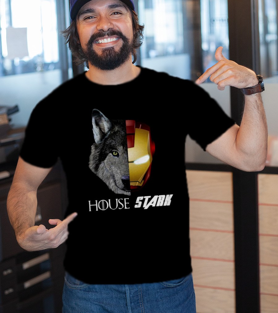 House Stark Iron Man Wolf Helm Stark T-Shirt