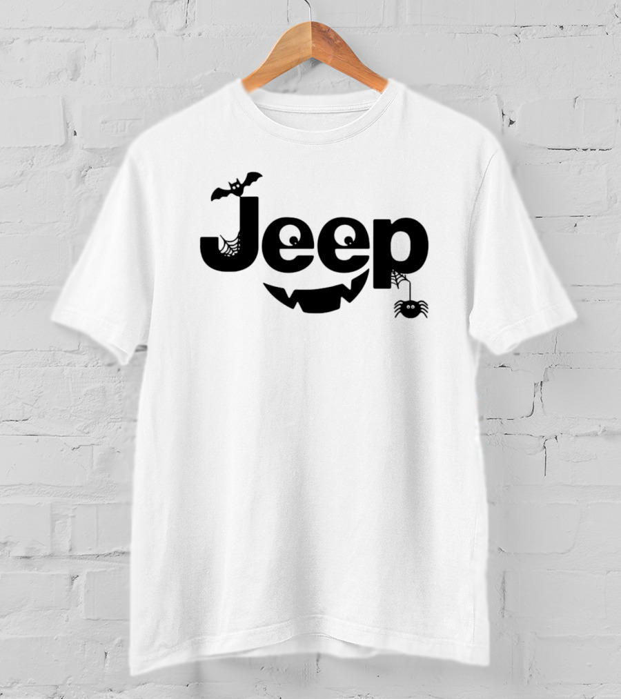 Halloween Jeep Logo With Bat, Spider, And Web Elements T-Shirt