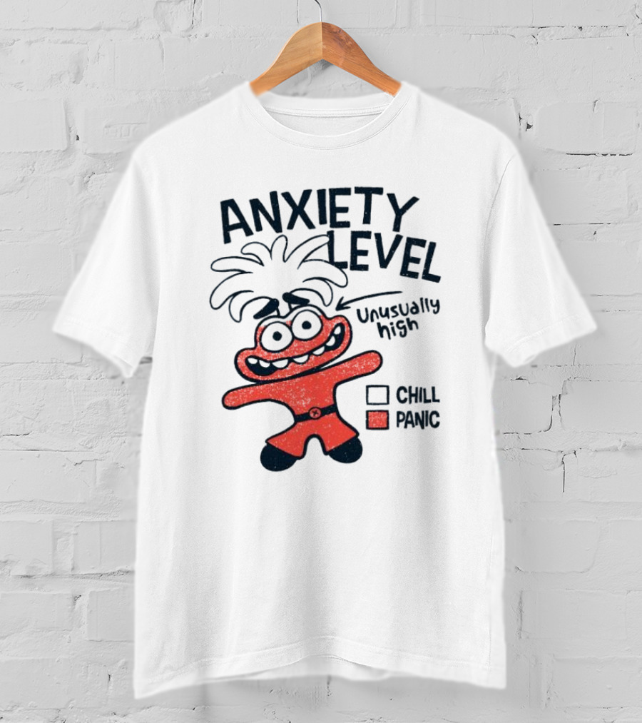 Anxiety Level Unusually High Chill Panic Cartoon Character T-Shirt