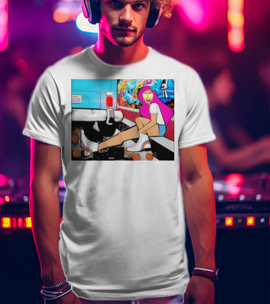 Tasha Vibrant Roller Skating Cali Street Art Vibe T-Shirt
