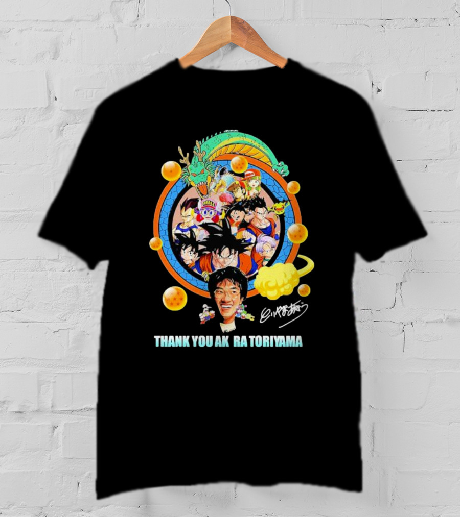 Thank You Akira Toriyama Dragon Ball Characters And Shenron With Dragon Balls T-Shirt