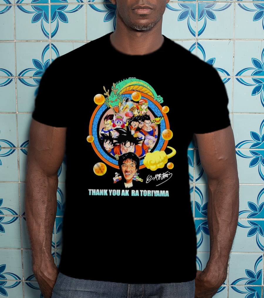 Thank You Akira Toriyama Dragon Ball Characters And Shenron With Dragon Balls T-Shirt