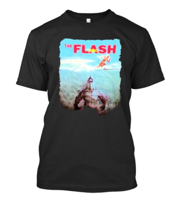 The Flash Running Above King Shark In Ocean T-Shirt