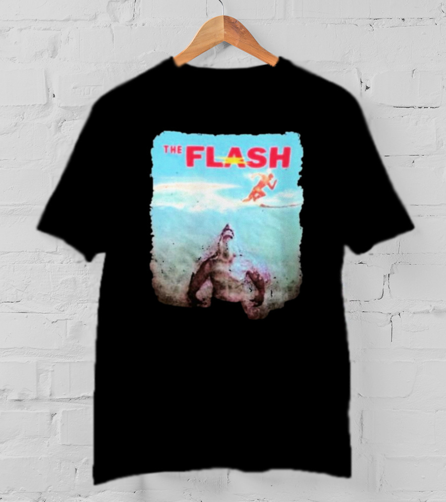 The Flash Running Above King Shark In Ocean T-Shirt