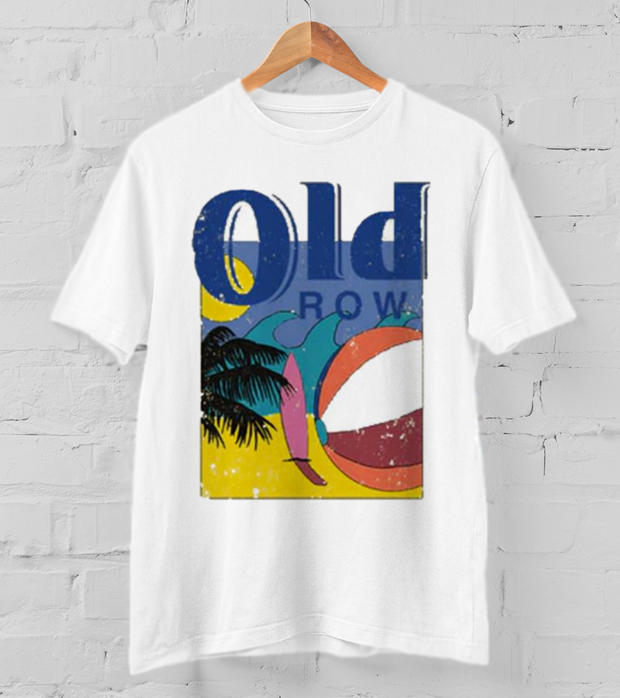 Old Row Beach Scene With Palm Trees And Beach Ball T-Shirt
