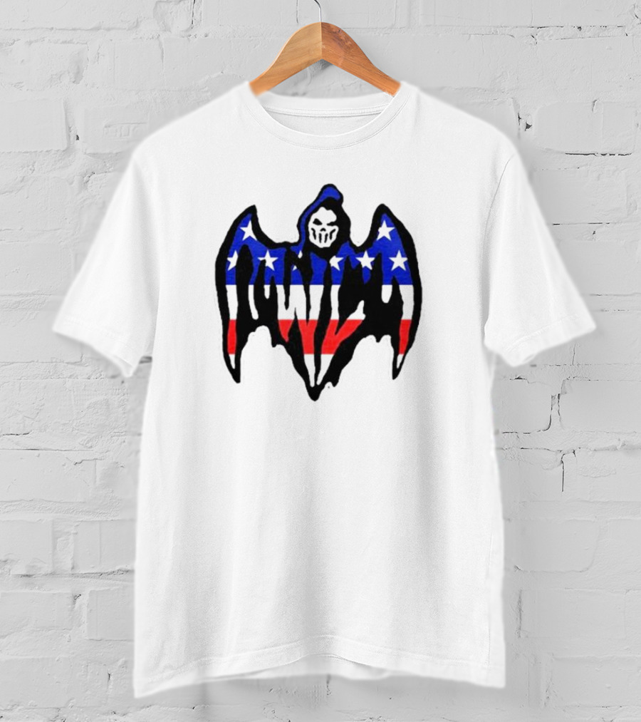 Warren Lotas Patriotic Stars And Stripes Winged Skull T-Shirt