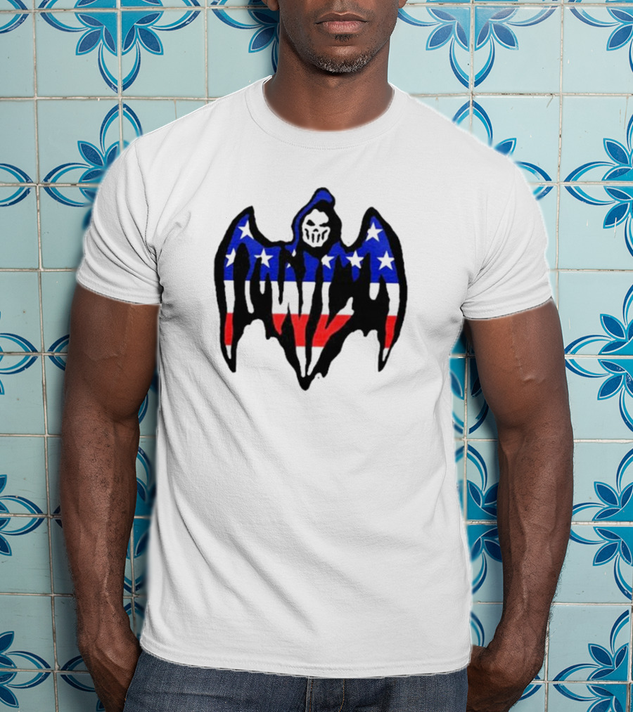 Warren Lotas Patriotic Stars And Stripes Winged Skull T-Shirt