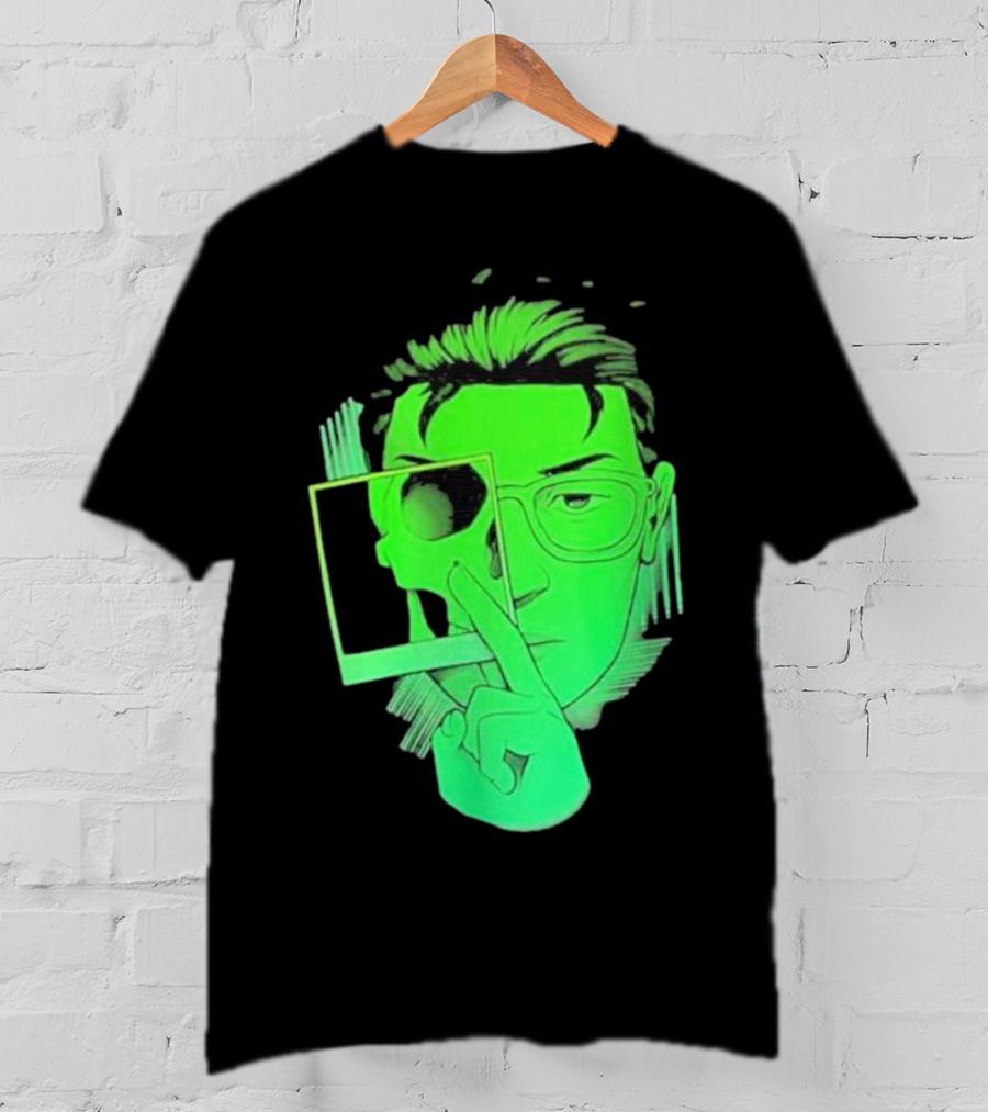 Skull Polaroid Green Neon Portrait Framerate T-Shirt