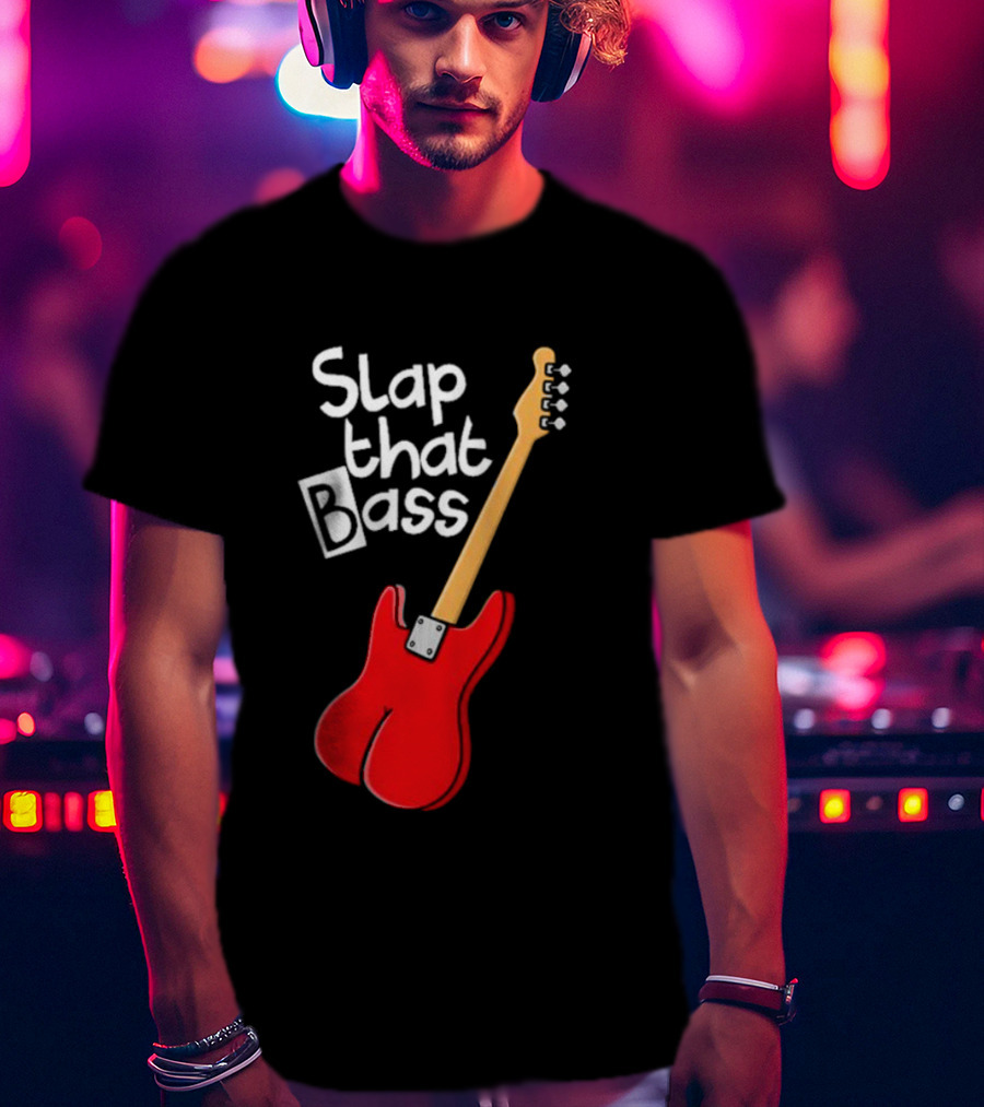 Slap That Bass Red Electric Guitar T-Shirt