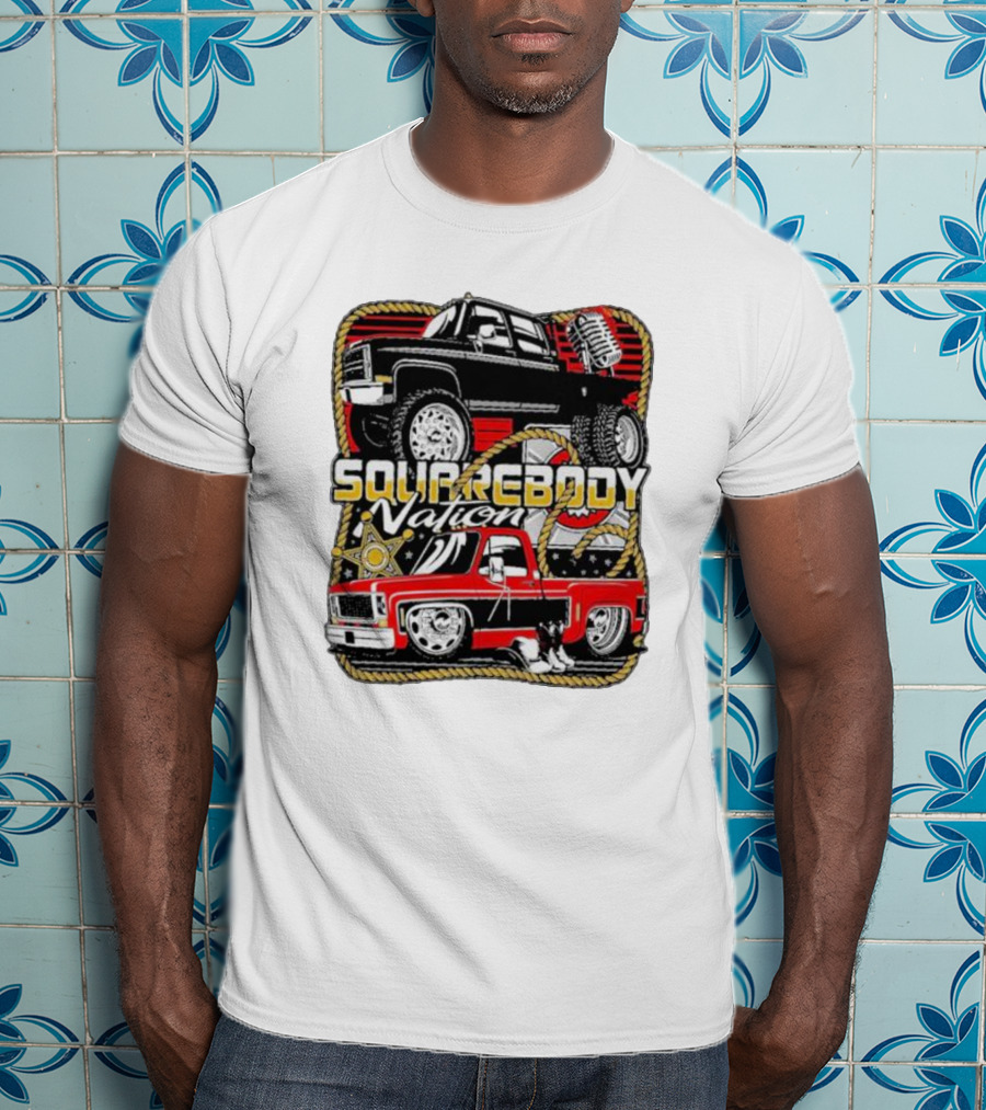 Squarebody Nation Pick Up Trucks And Cowboys Icons T-Shirt