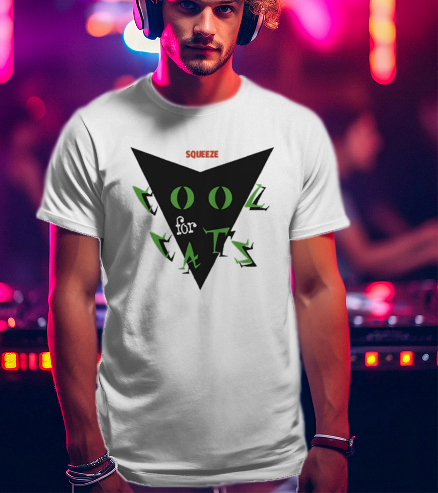 Squeeze Cool For Cats Black Green Eyes Triangle T-Shirt