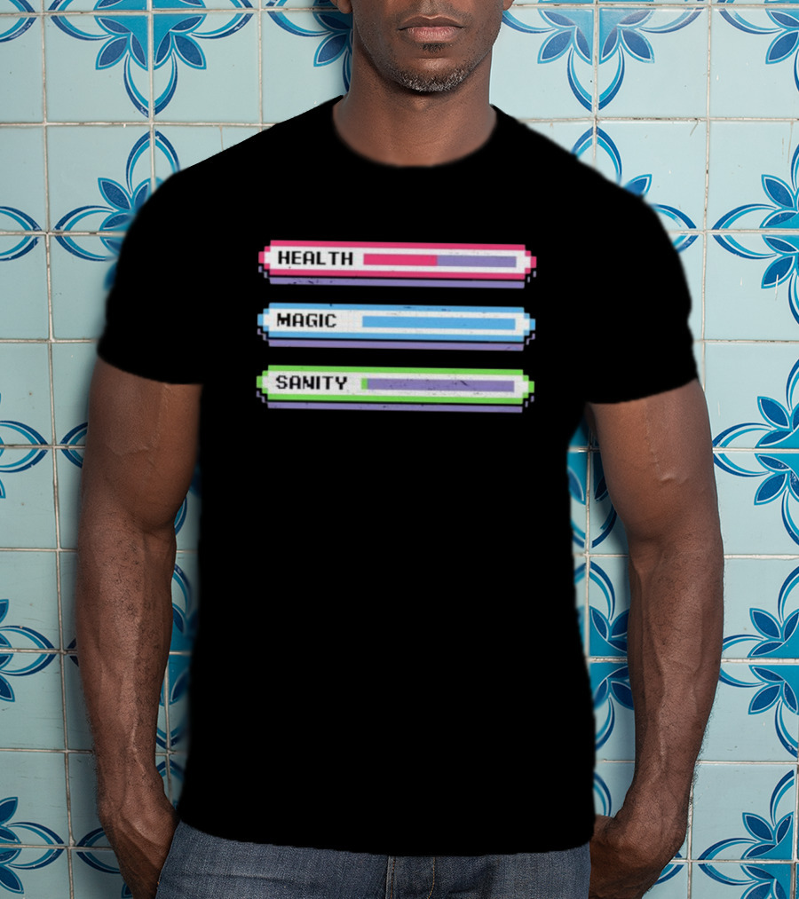 Health Magic Sanity Stats Bar Pixel T-Shirt