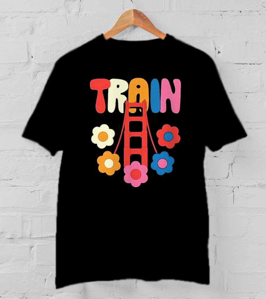 Train Golden Bridge Flowers T-Shirt