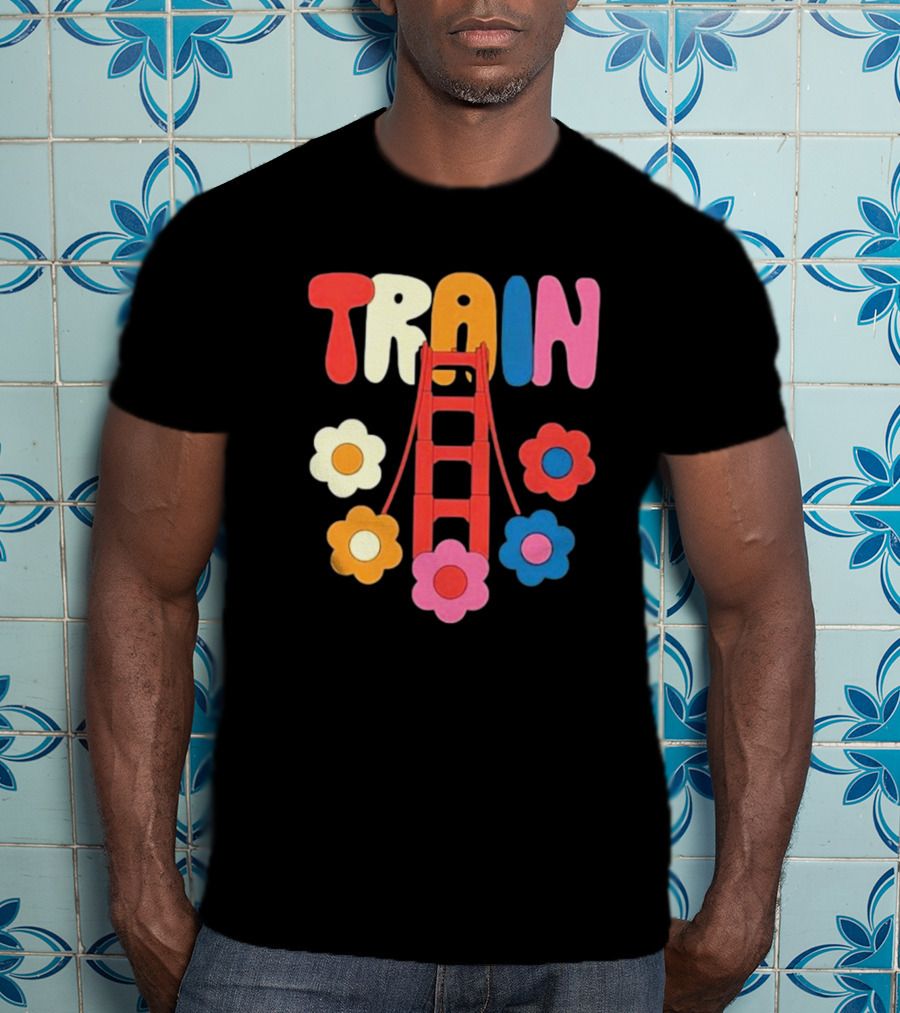 Train Golden Bridge Flowers T-Shirt