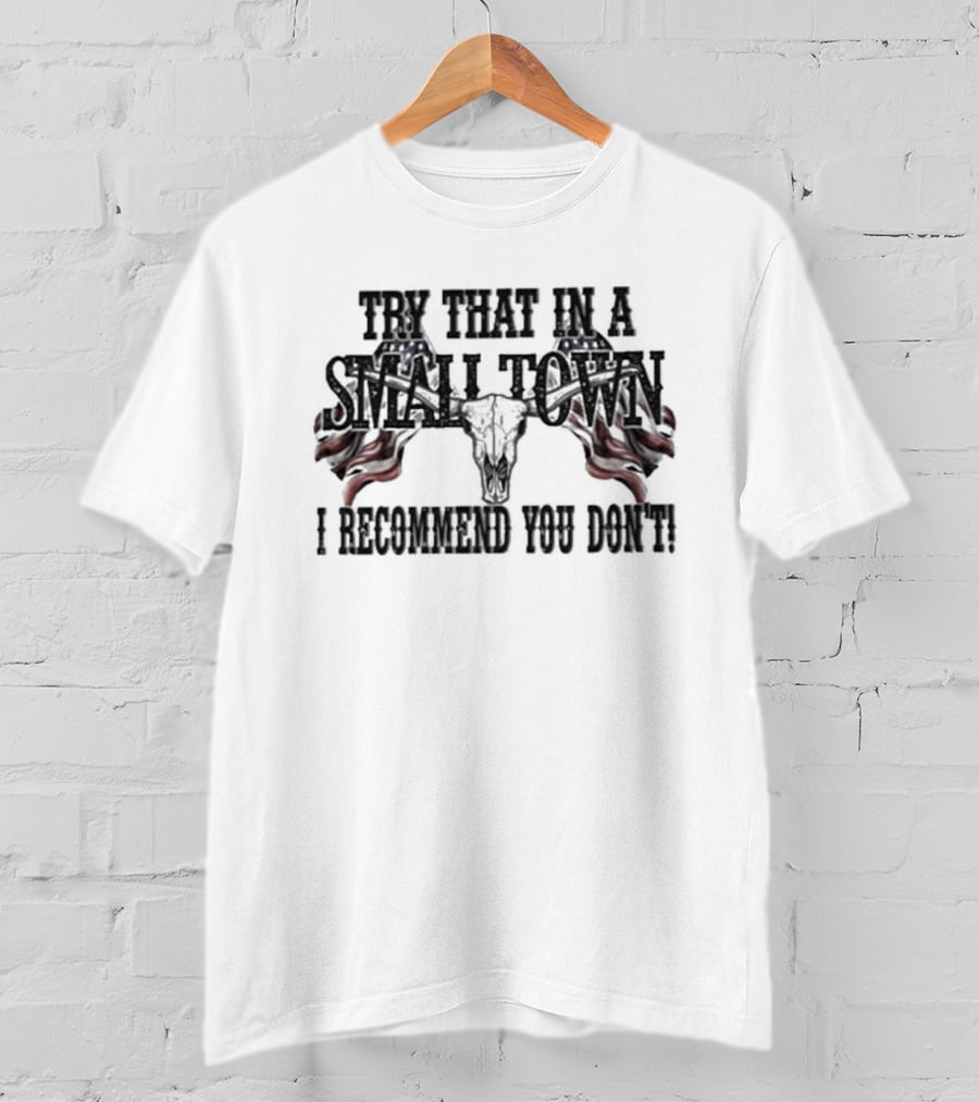 Try That In A Small Town I Recommend You Don’t Patriotic Skull USA Flag T-Shirt