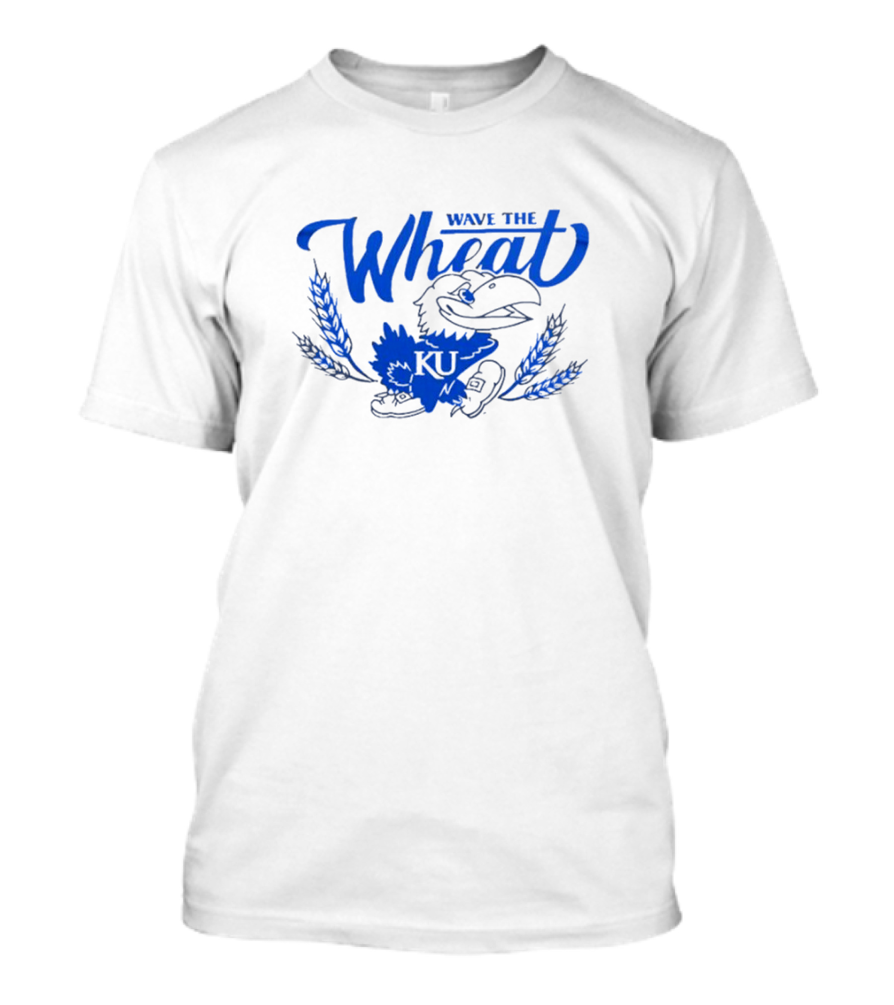 Wave The Wheat Kansas Jayhawks KU Mascot And Wheat Sheaves T-Shirt