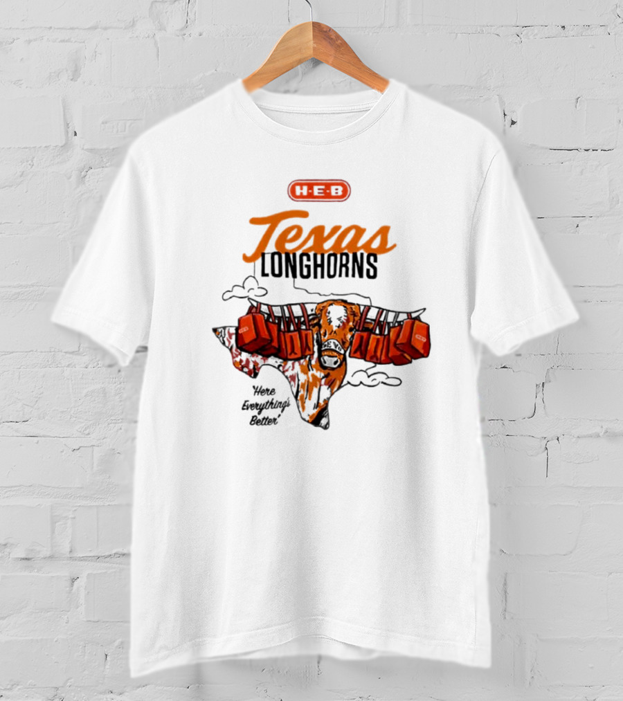 H-E-B Texas Longhorns Here Everything's Better Hook 'em Horns T-Shirt