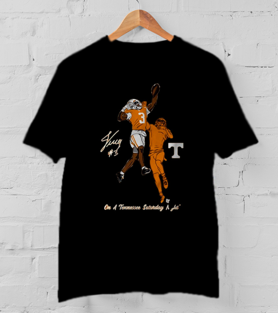 Tennessee Saturday Night Jermod McCoy #3 One-Handed Interception T-Shirt