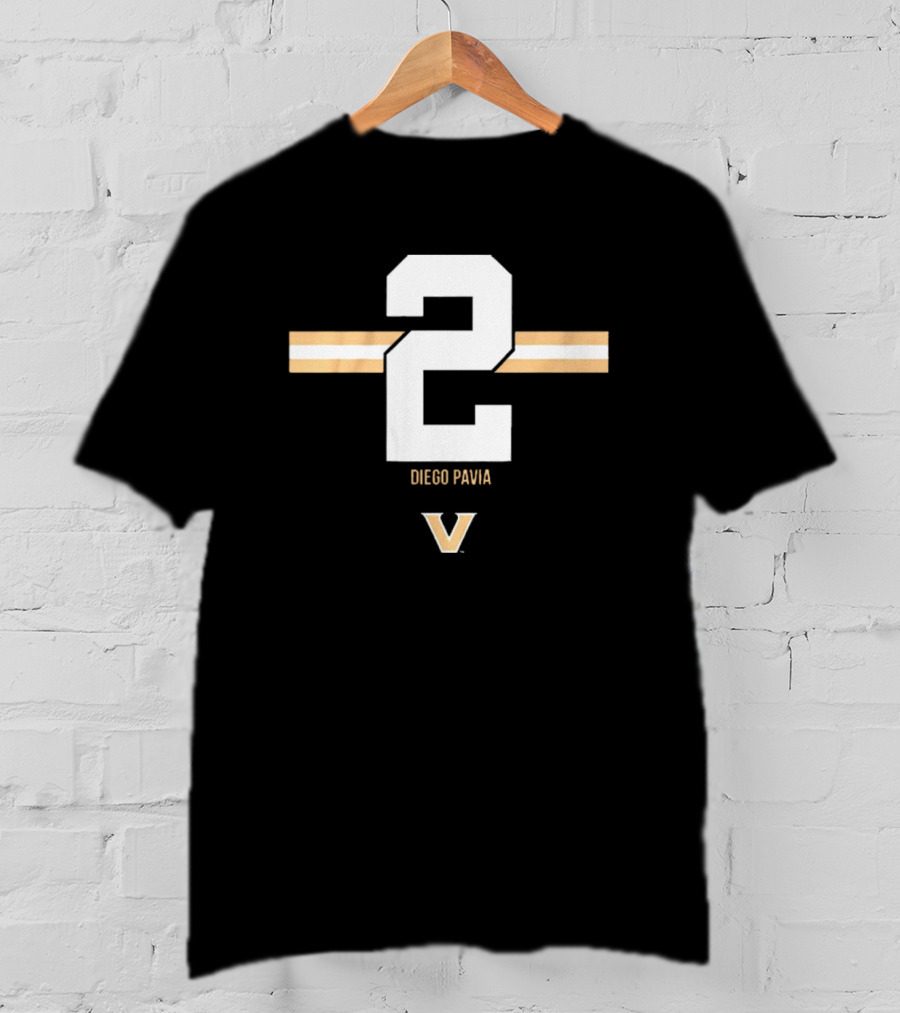 2 Diego Pavia Vanderbilt Commodores Football Stripe T-Shirt