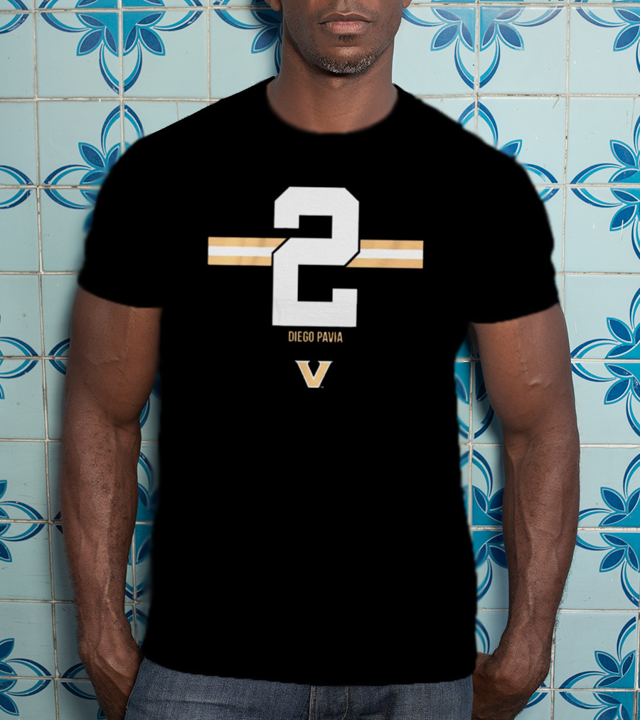 2 Diego Pavia Vanderbilt Commodores Football Stripe T-Shirt