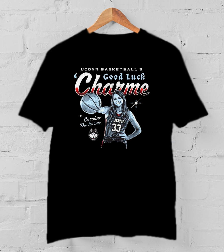 UConn Basketball's Good Luck Charme Caroline Ducharme With UConn Huskies T-Shirt