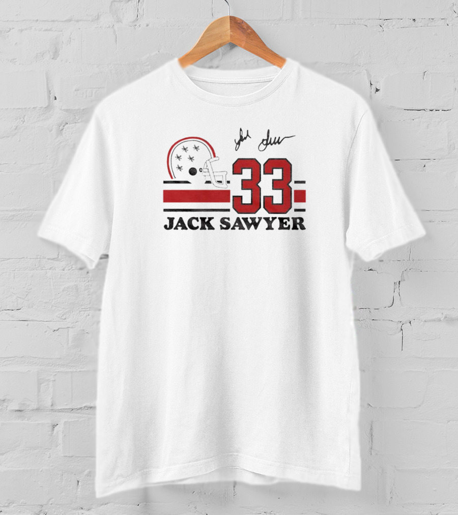 Jack Sawyer #33 Ohio State Signature Helmet And Jersey T-Shirt