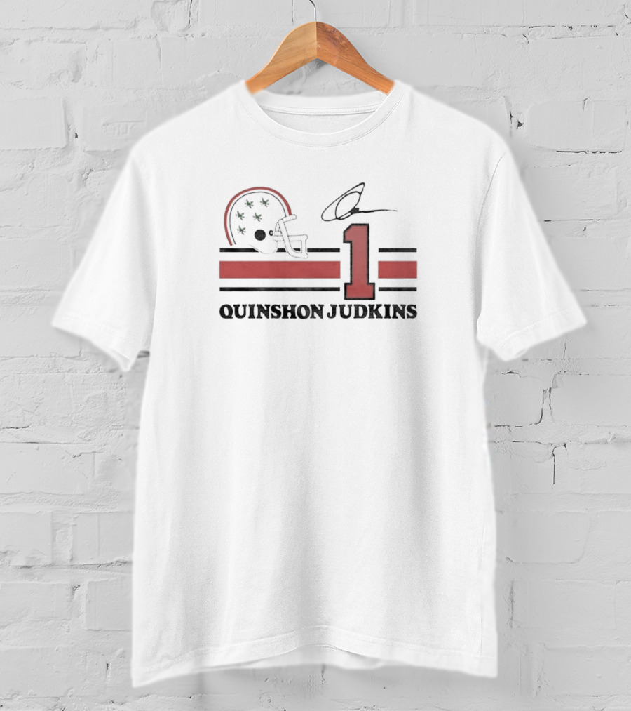 Quinshon Judkins #1 Ohio State Helmet Signature Jersey T-Shirt