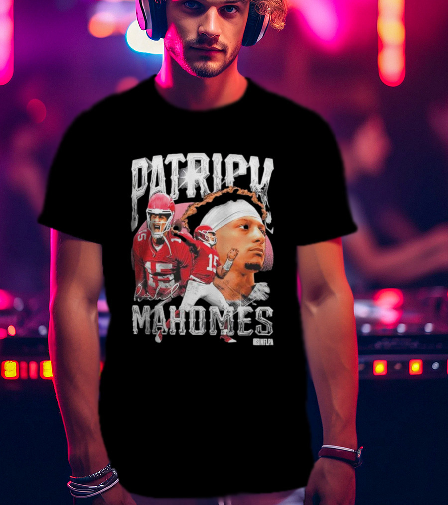 Patrick Mahomes NFLPA Athlete Portrait And Action Montage T-Shirt
