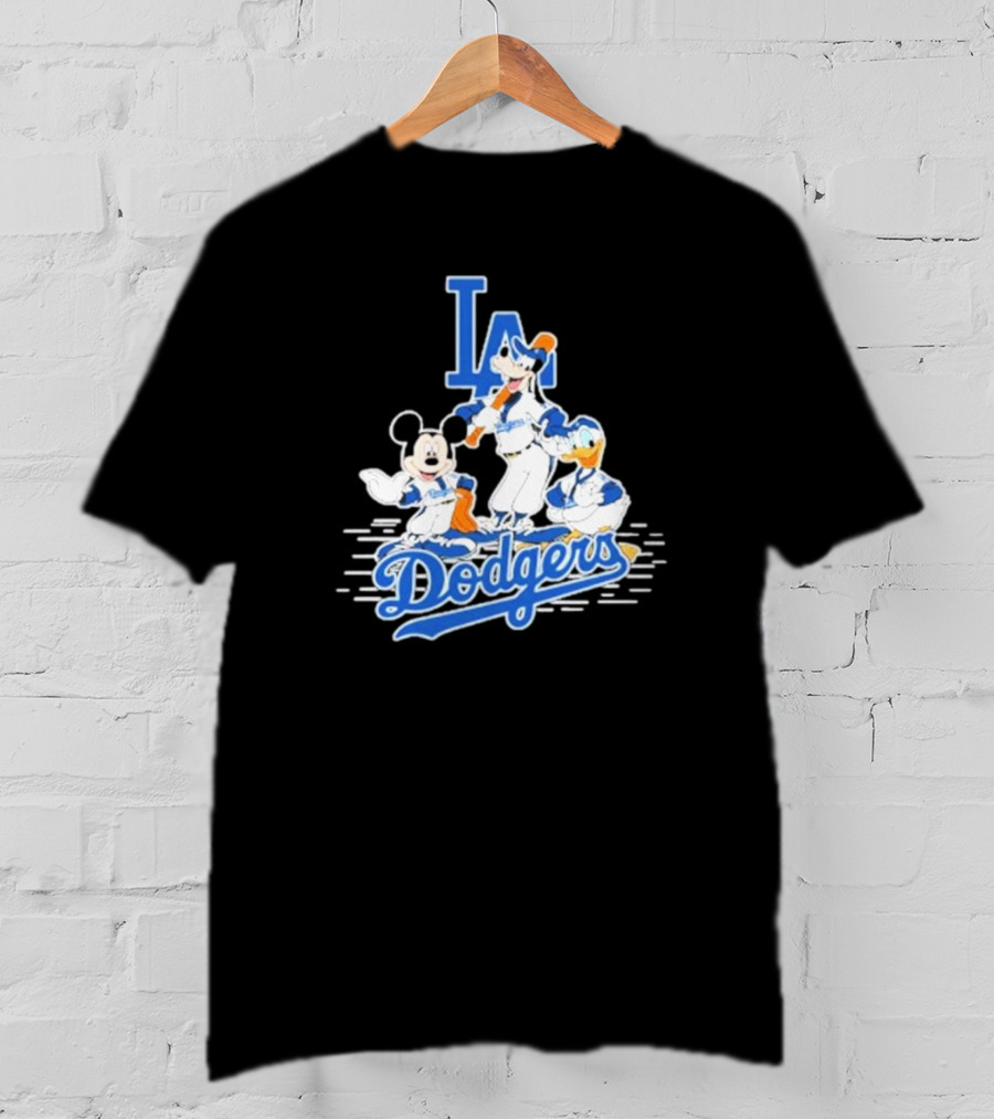 Los Angeles Dodgers Mickey Mouse Donald Duck Goofy Baseball T-Shirt