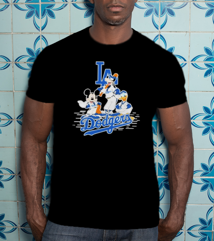 Los Angeles Dodgers Mickey Mouse Donald Duck Goofy Baseball T-Shirt