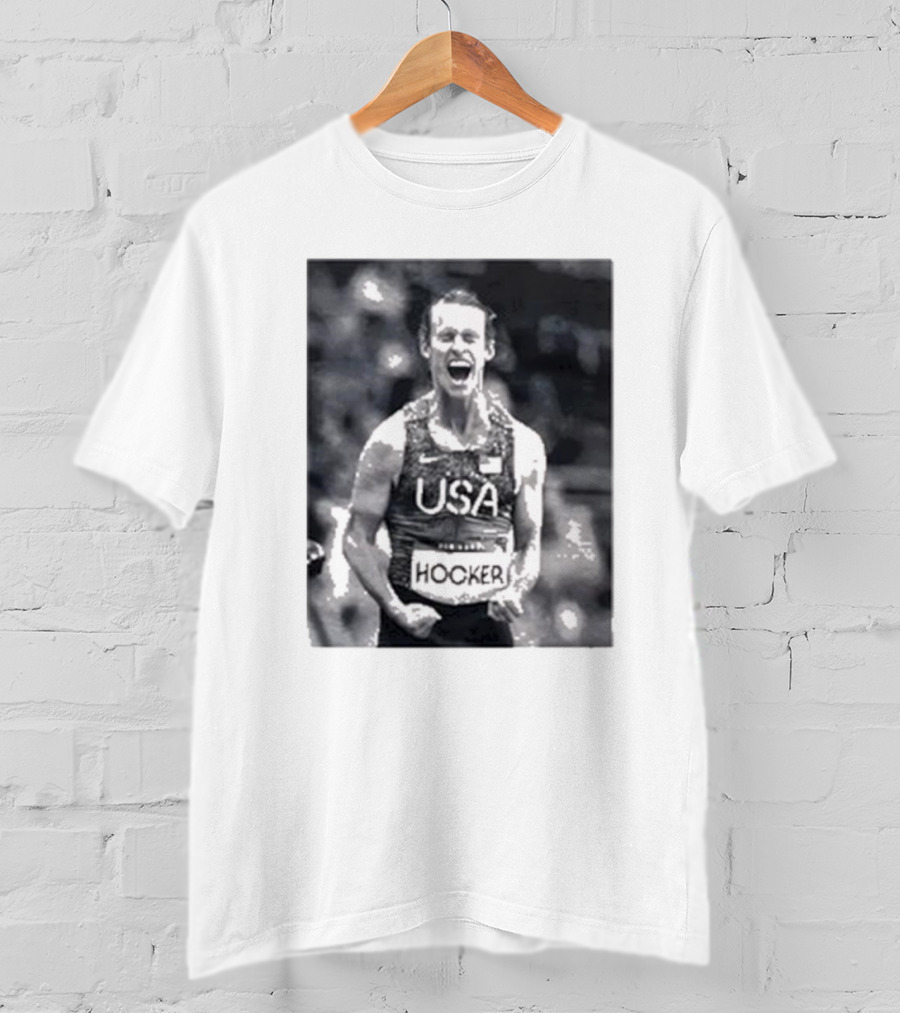 USA Cole Hocker Olympic Photo Signature T-Shirt