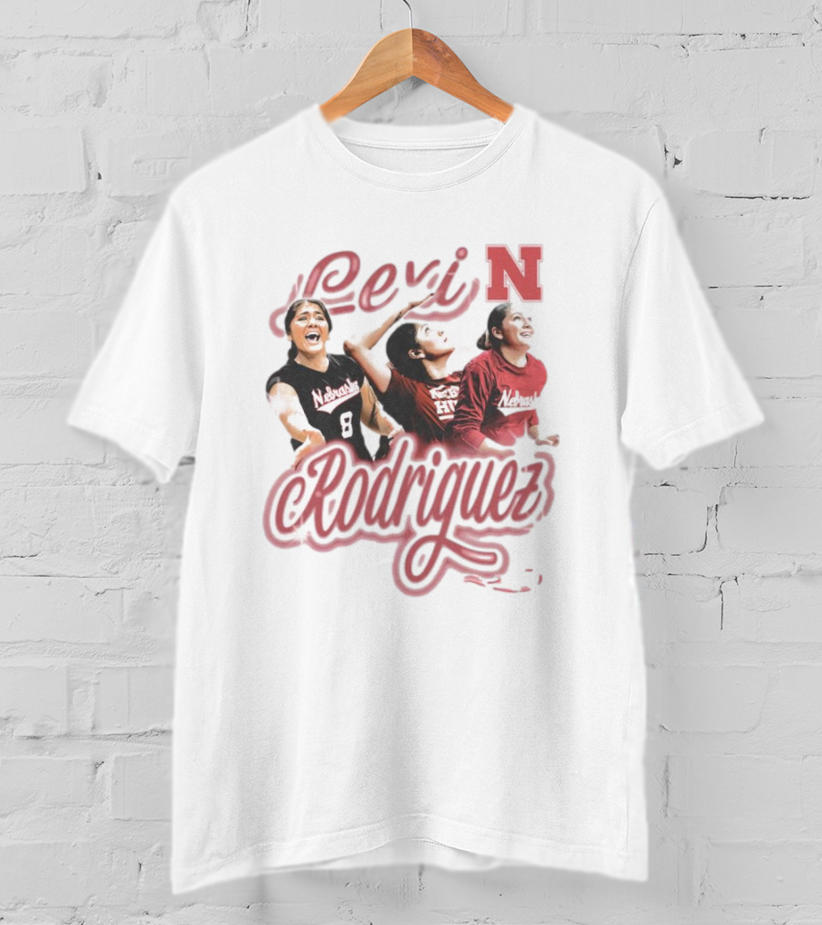 Lexi Rodriguez Nebraska Volleyball Airbrush N Logo Player Action T-Shirt