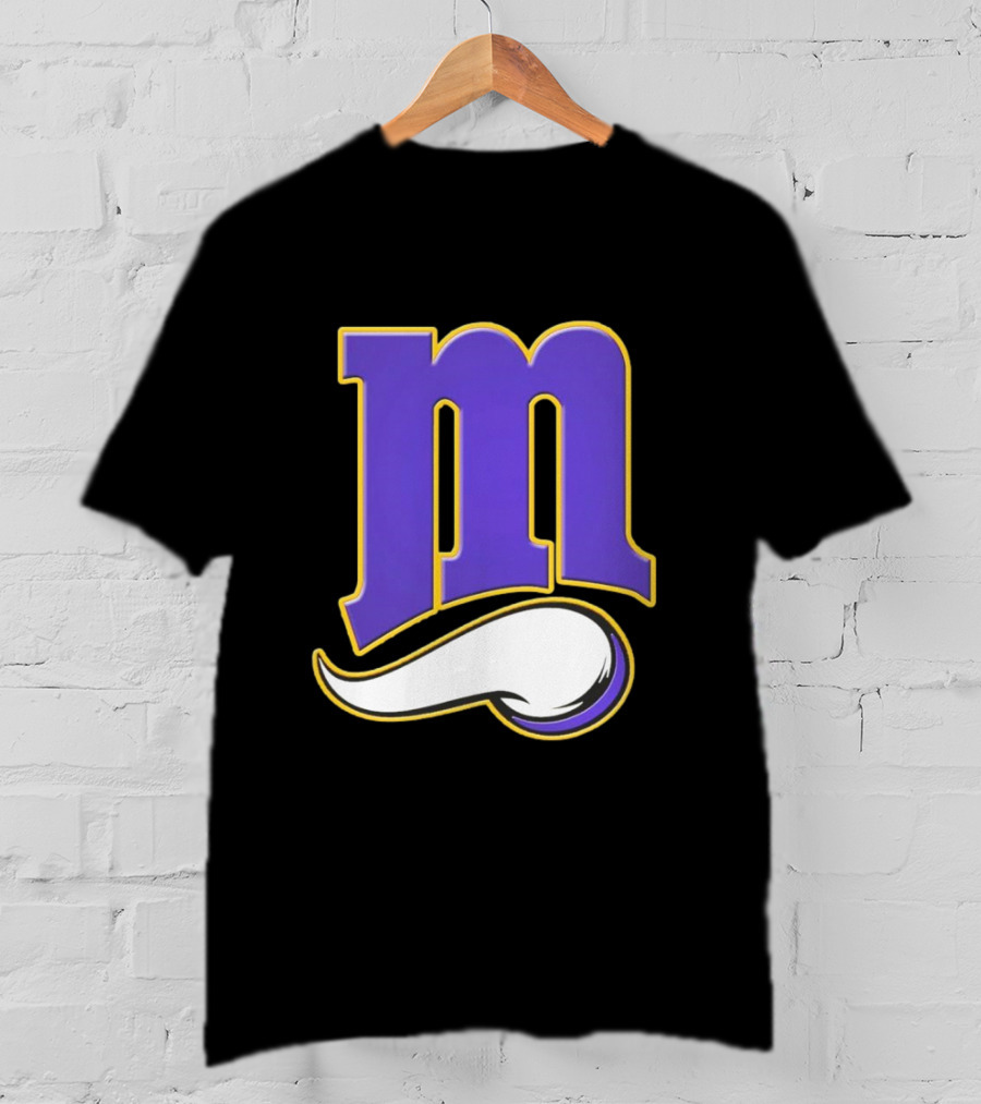 Minnesota Vikings And Minnesota Twins M Logo Fusion In Purple And White T-Shirt