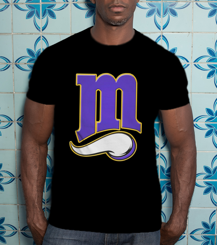 Minnesota Vikings And Minnesota Twins M Logo Fusion In Purple And White T-Shirt