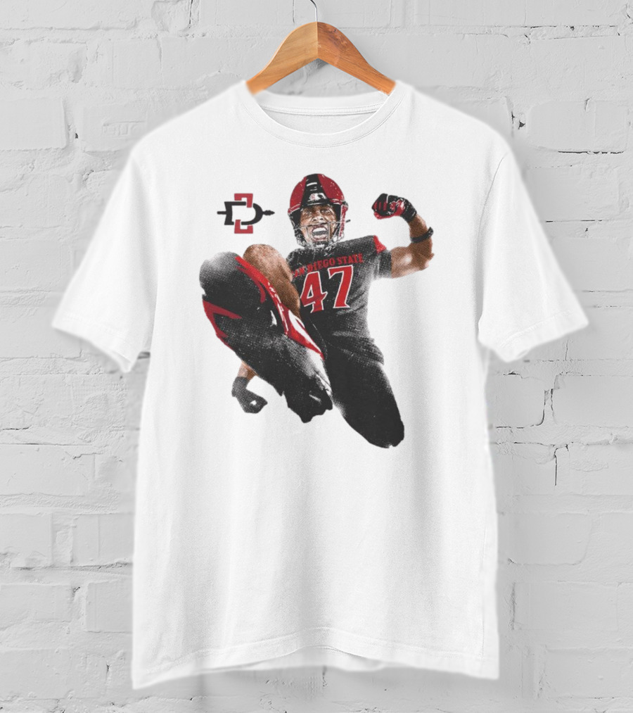 Trey White San Diego State Aztecs 47 Football Jump T-Shirt