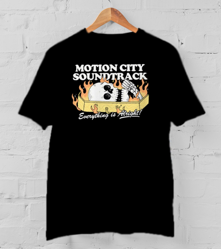 Motion City Soundtrack Everything Is Alright Skeleton In Coffin With Flames T-Shirt