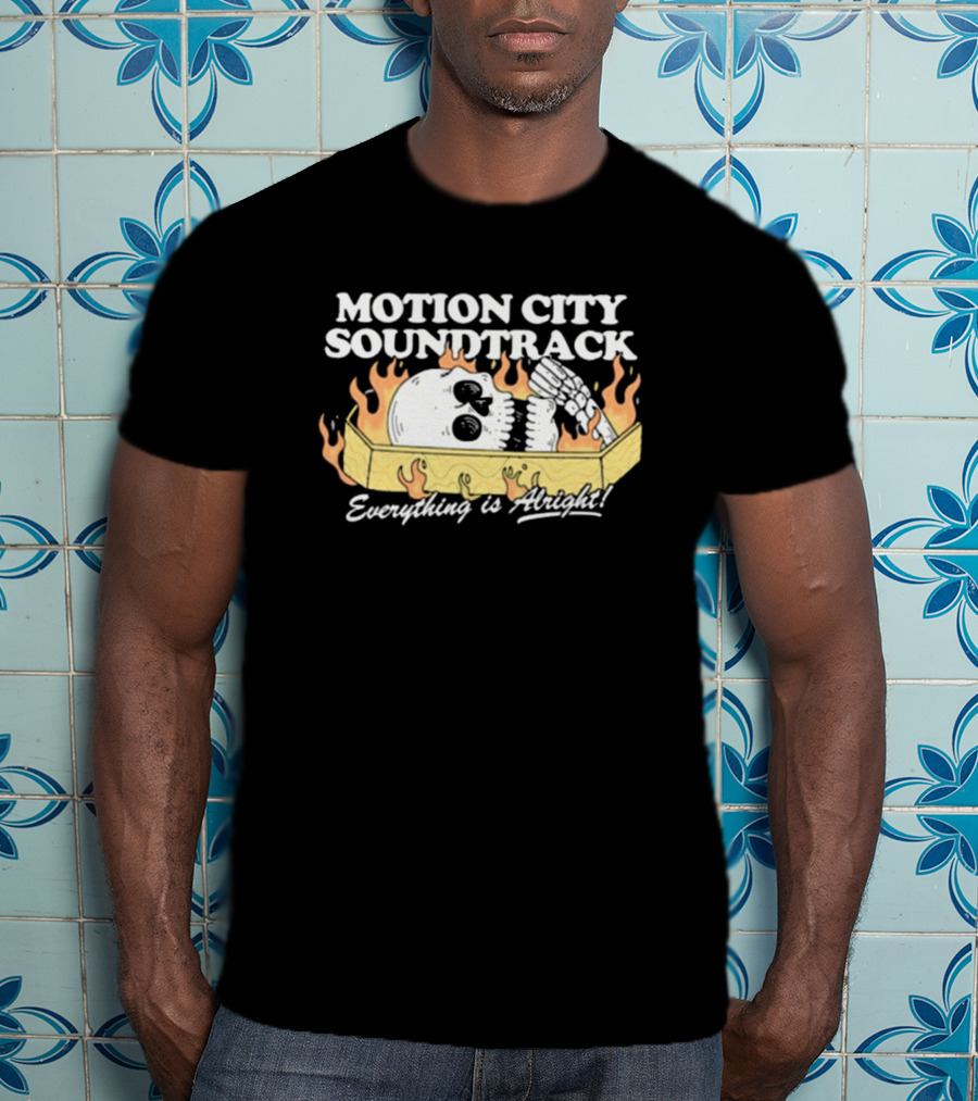 Motion City Soundtrack Everything Is Alright Skeleton In Coffin With Flames T-Shirt