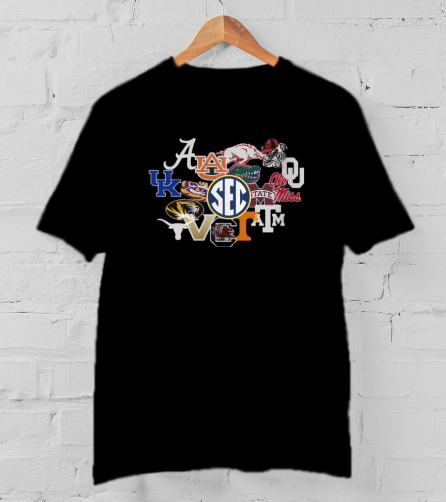 SEC Charcoal Fade Short Sleeve T With University Logos And Mascots T-Shirt
