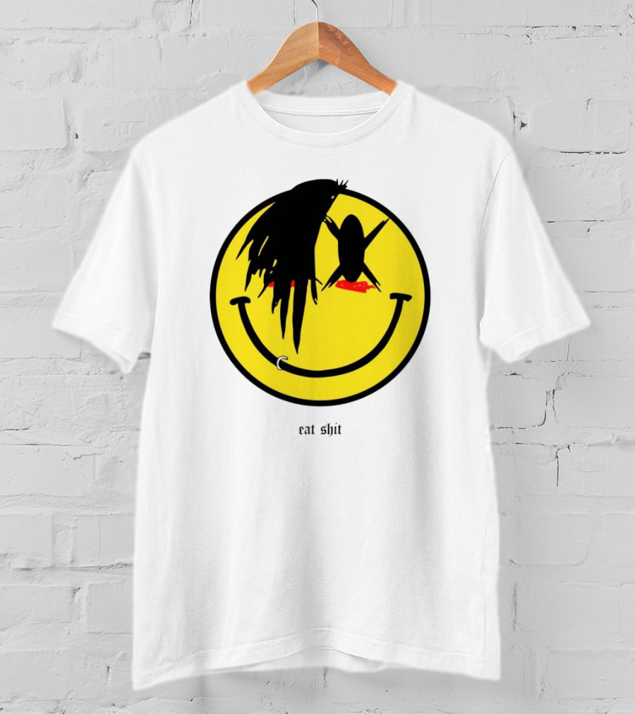 My Chemical Romance Smiley Symbol Eat Shit Face With Hair And Piercing T-Shirt