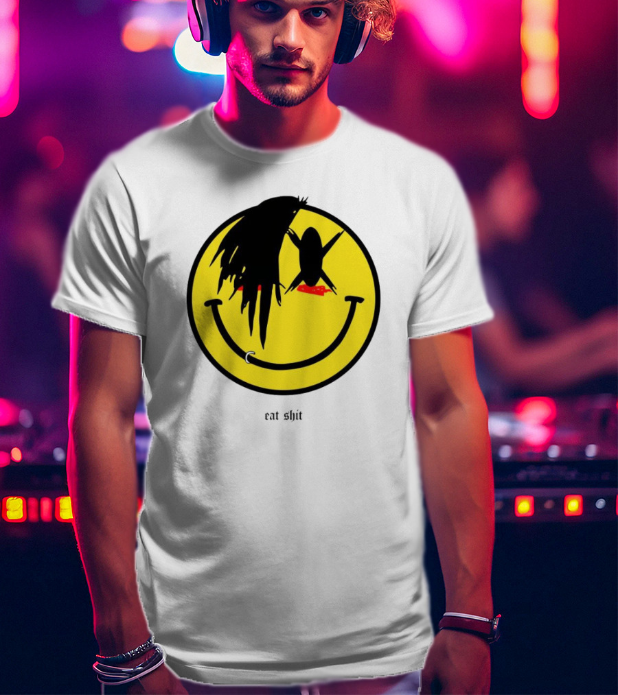 My Chemical Romance Smiley Symbol Eat Shit Face With Hair And Piercing T-Shirt