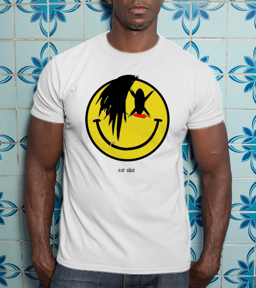 My Chemical Romance Smiley Symbol Eat Shit Face With Hair And Piercing T-Shirt