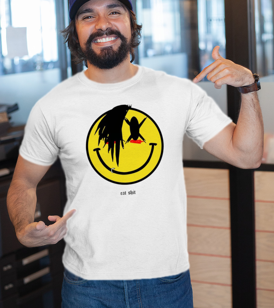My Chemical Romance Smiley Symbol Eat Shit Face With Hair And Piercing T-Shirt
